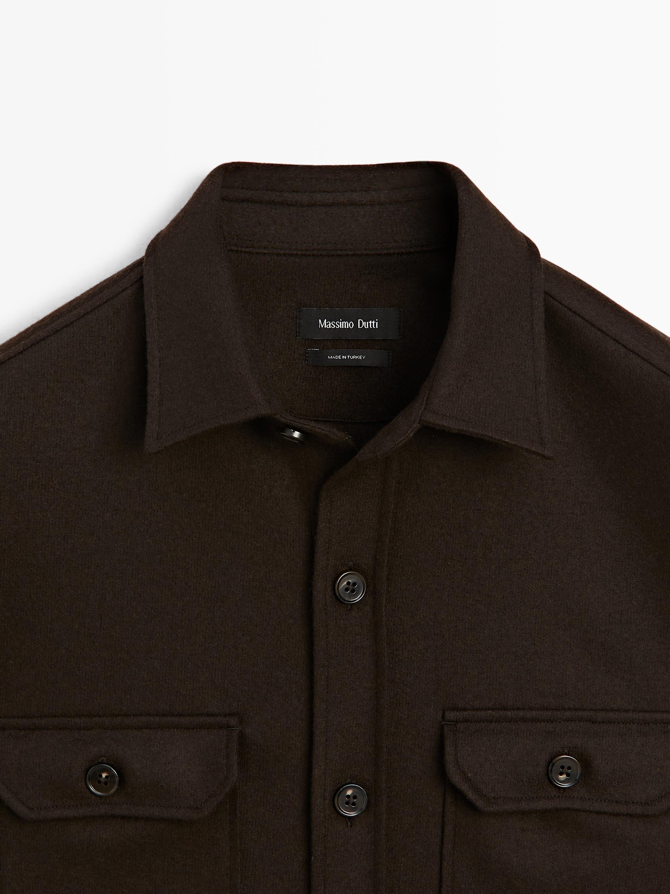 100% wool overshirt with pockets